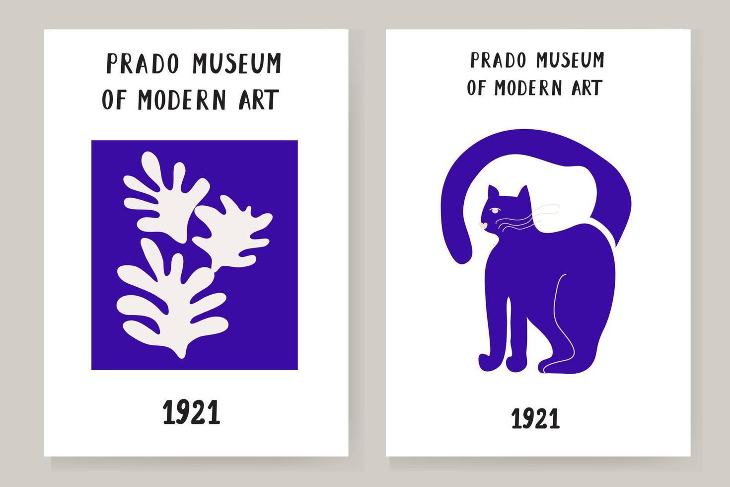An abstract set of Matisse posters depicting an abstract face and geometric shapes. Aesthetic Contemporary Art, Illustration, Vector, Poster, Postcard. vector