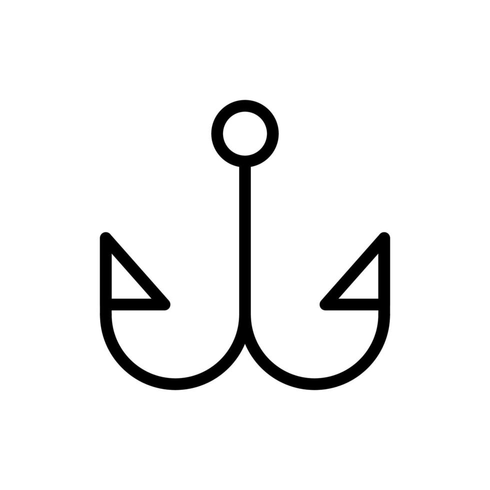 línea de icono de gancho de pesca aislada sobre fondo blanco. icono negro plano y delgado en el estilo de contorno moderno. símbolo lineal y trazo editable. ilustración de vector de trazo simple y perfecto de píxeles