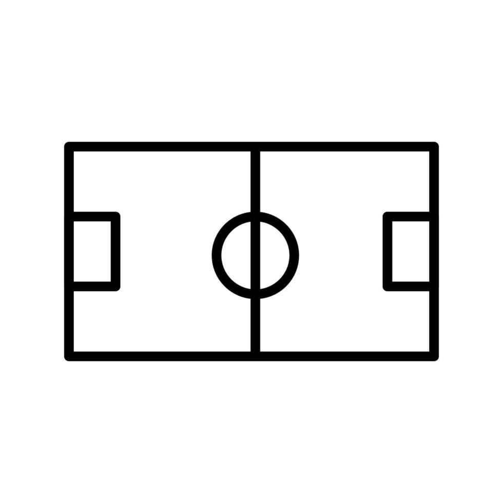línea de icono de campo de fútbol aislada sobre fondo blanco. icono negro plano y delgado en el estilo de contorno moderno. símbolo lineal y trazo editable. ilustración de vector de trazo simple y perfecto de píxeles