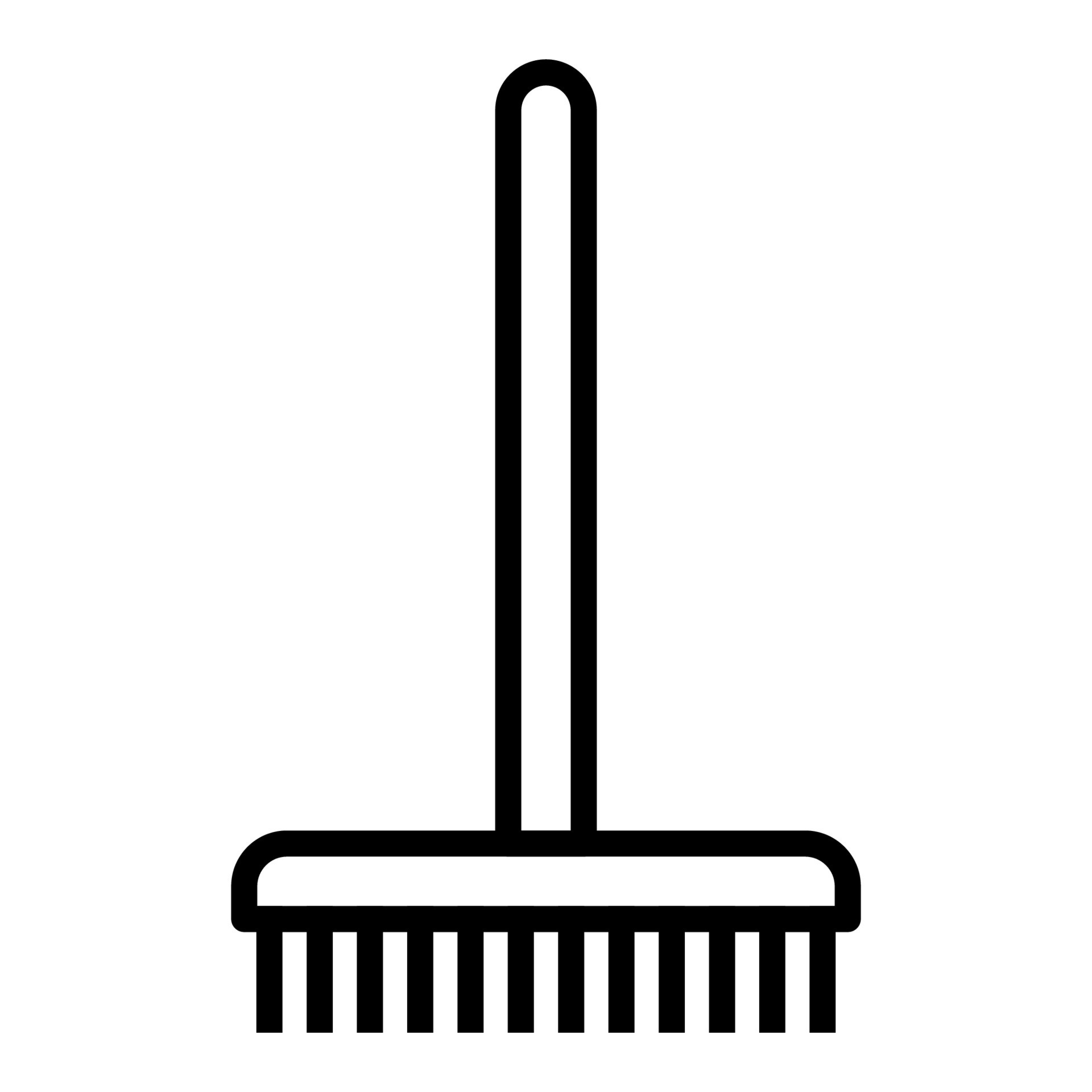 Rake icon line isolated on white background. Black flat thin icon on