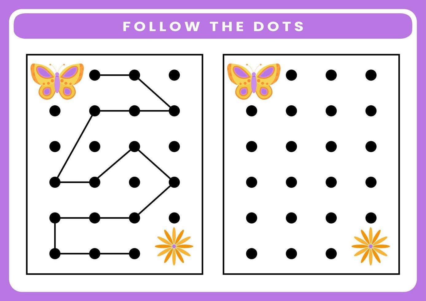 Follow the dots worksheet for kids vector