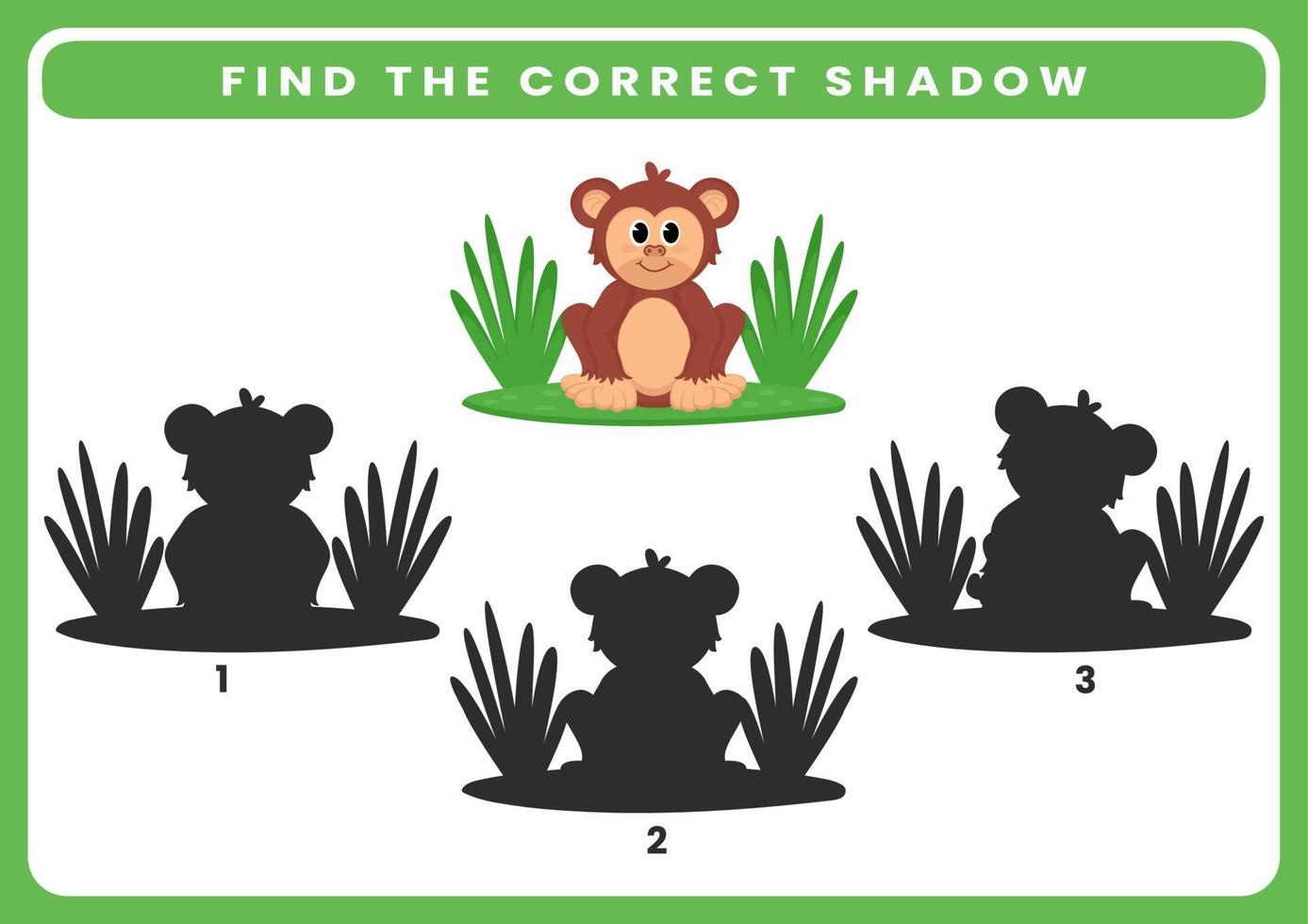 actividad de coincidencia de sombras en blanco y negro de animales para niños. hoja de trabajo para niños. vector