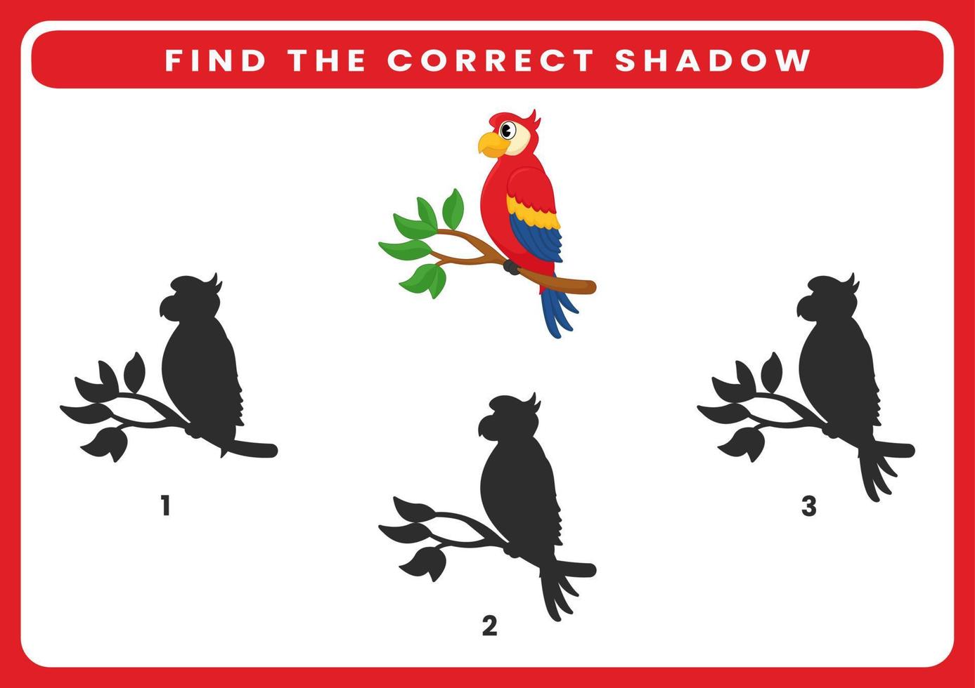 Animal black and white shadow matching activity for children. Worksheet for kids. vector