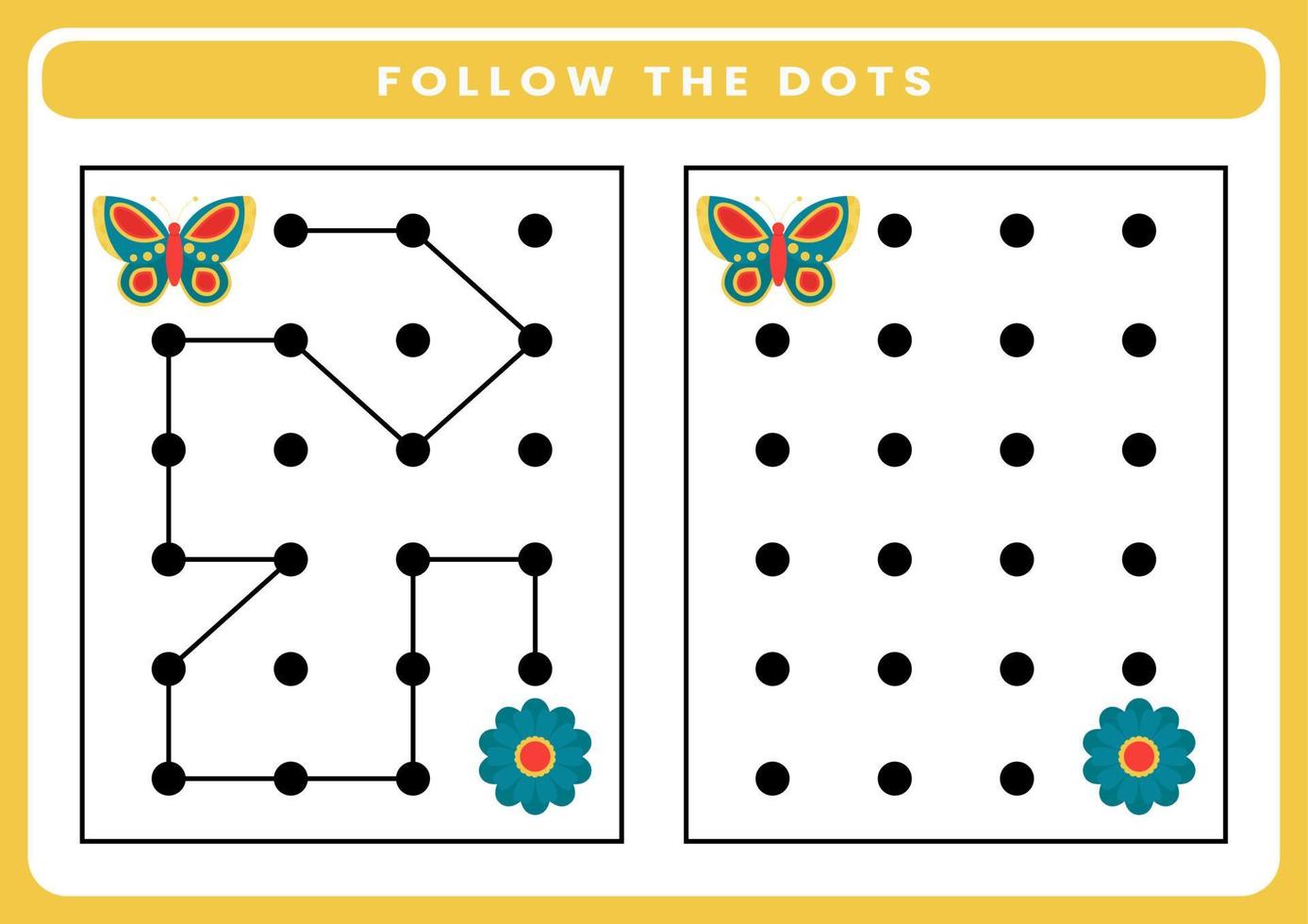 Follow the dots worksheet for kids vector