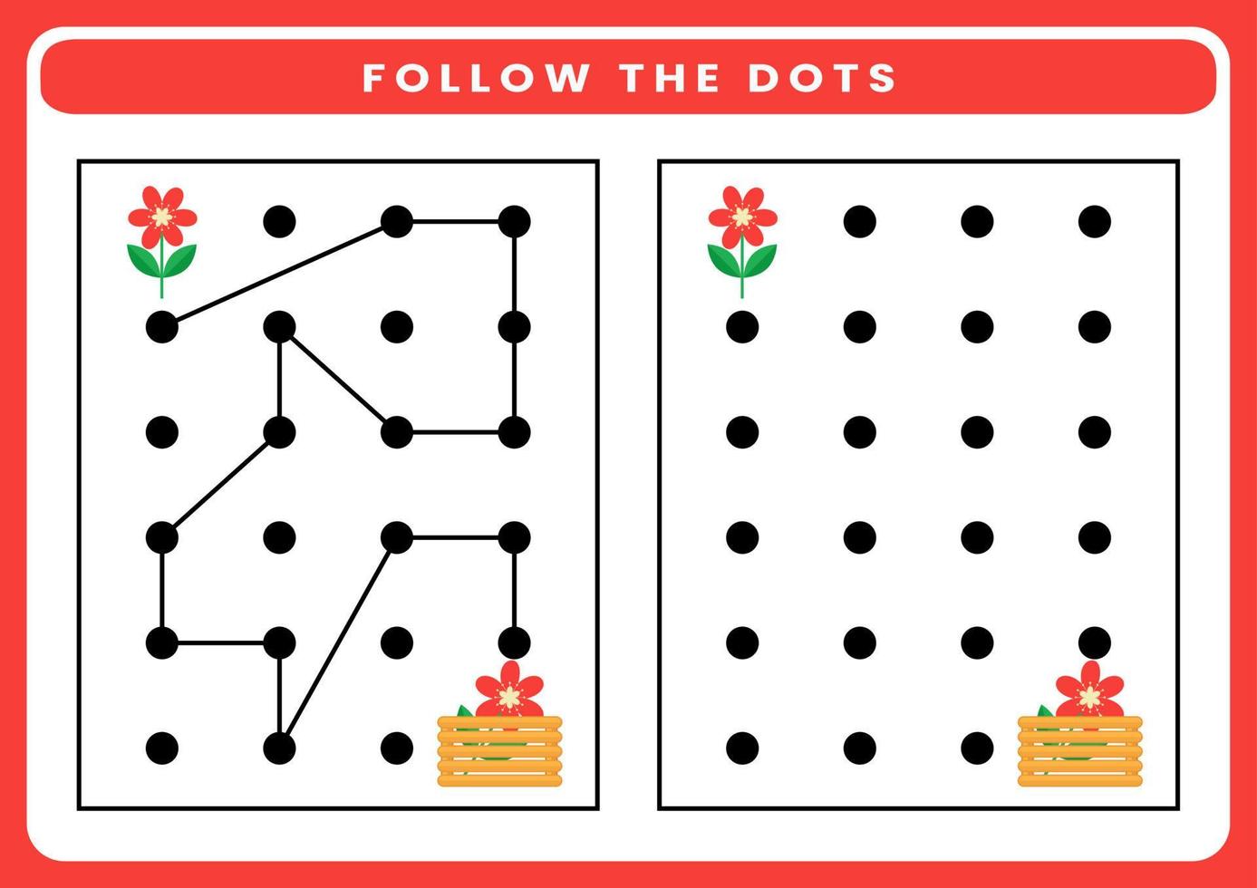 Follow the dots worksheet for kids vector