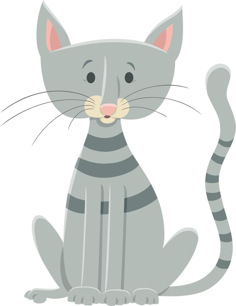 cartoon sitting gray cat animal character vector