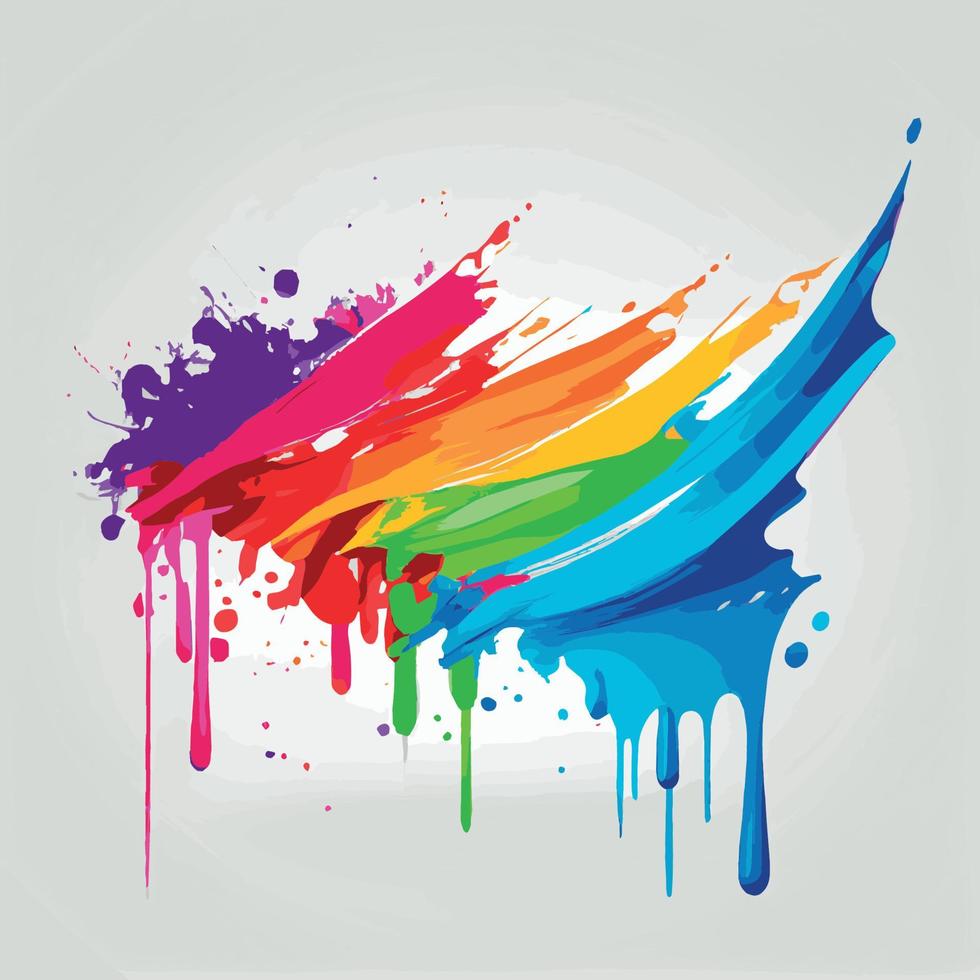 frotis, manchas de pintura de color sobre un fondo blanco, colores multicolores, arco iris - vector