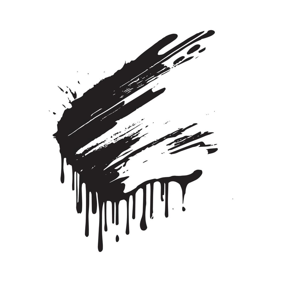 Smears, blots of black paint on a white background, dark colors - Vector