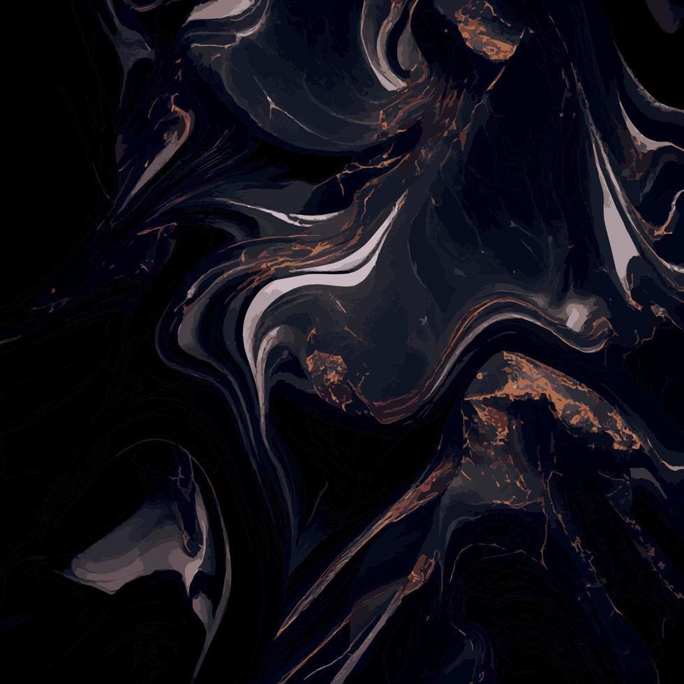 diseño de textura de mármol negro, superficie de mármol oscuro colorido, líneas doradas curvas, diseño de fondo abstracto brillante vector