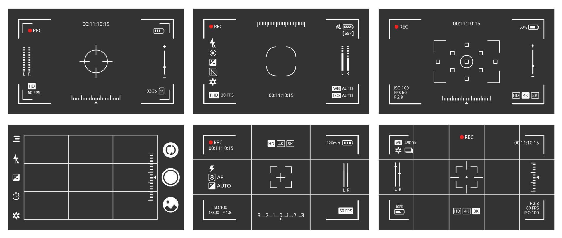 Photo camera viewfinder screen overlay frame vector