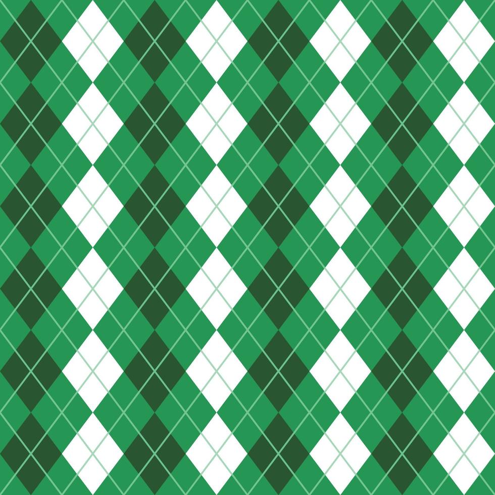 Green White Seamless Argyle Pattern vector