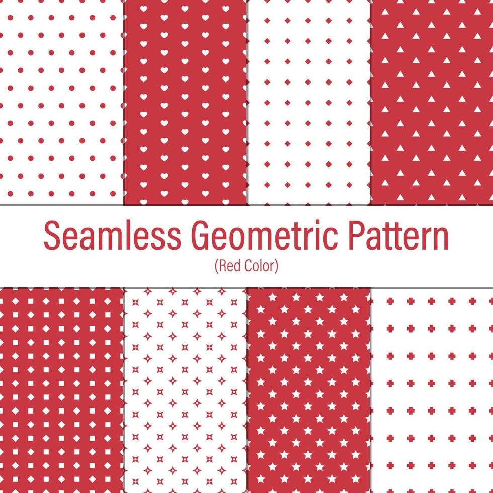 Elegant Red And White Seamless Geometric Pattern Set vector