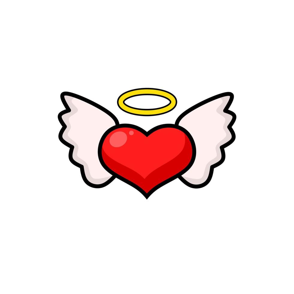 illustration vector graphic of cartoon love with wings and halo for valentine's day design element