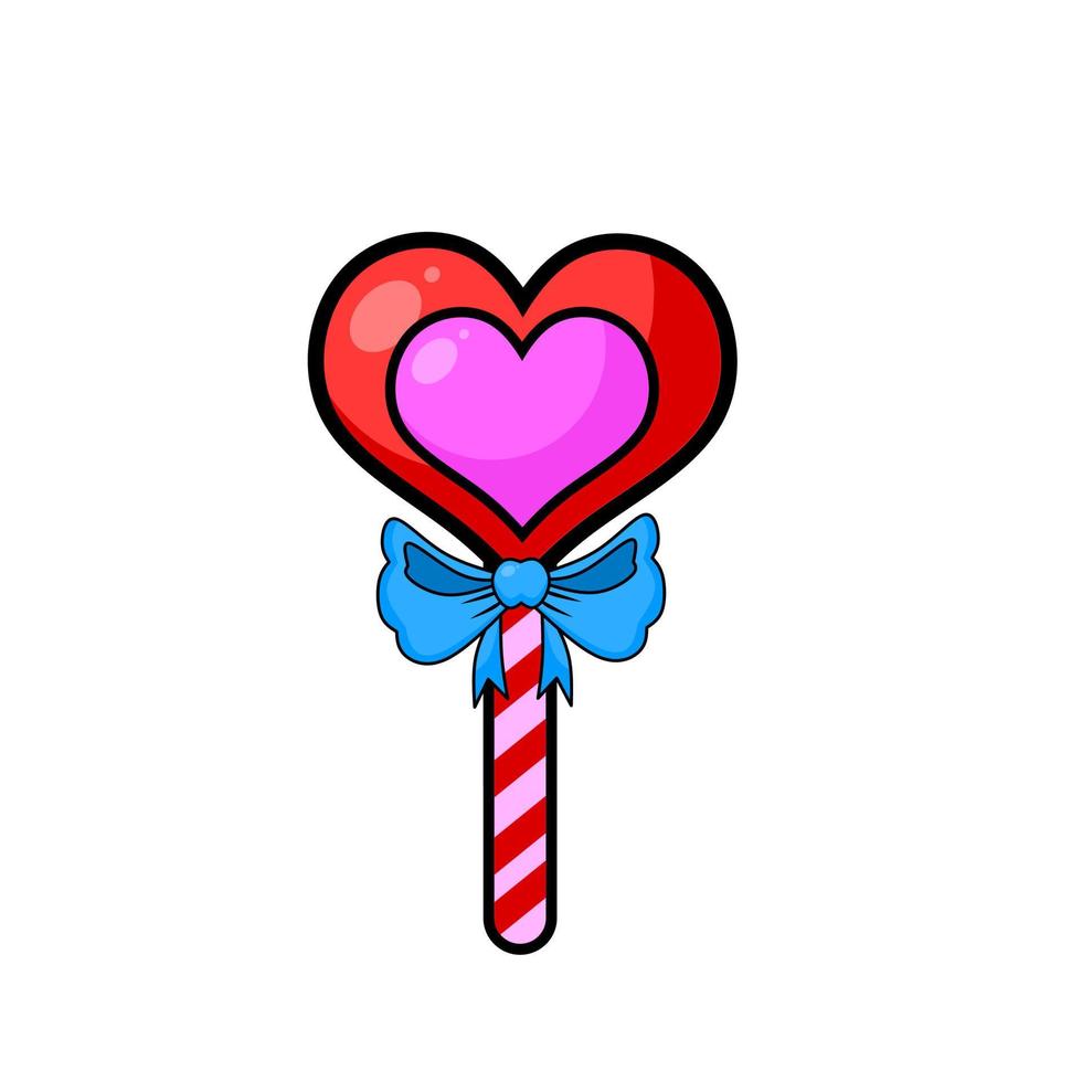 illustration vector graphic of cartoon love shaped candy with ribbon for valentine's day design element