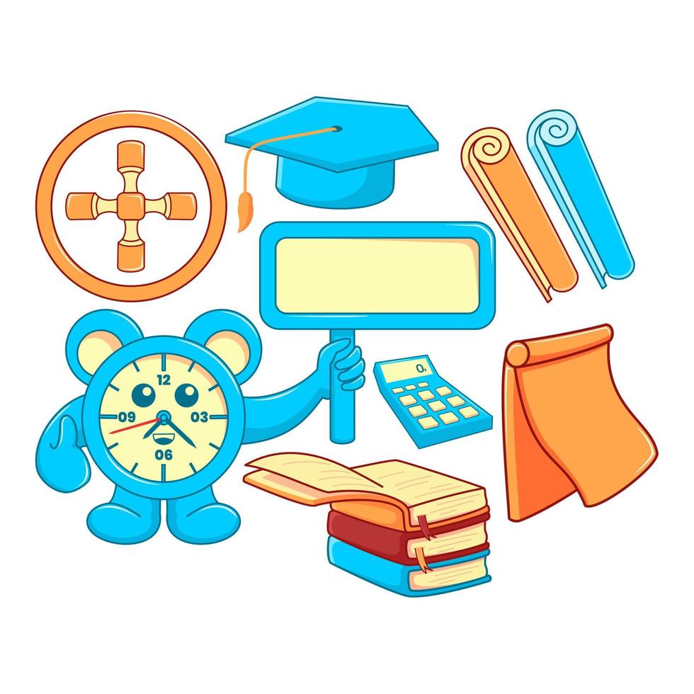 bandle school stationery elements and white background vector