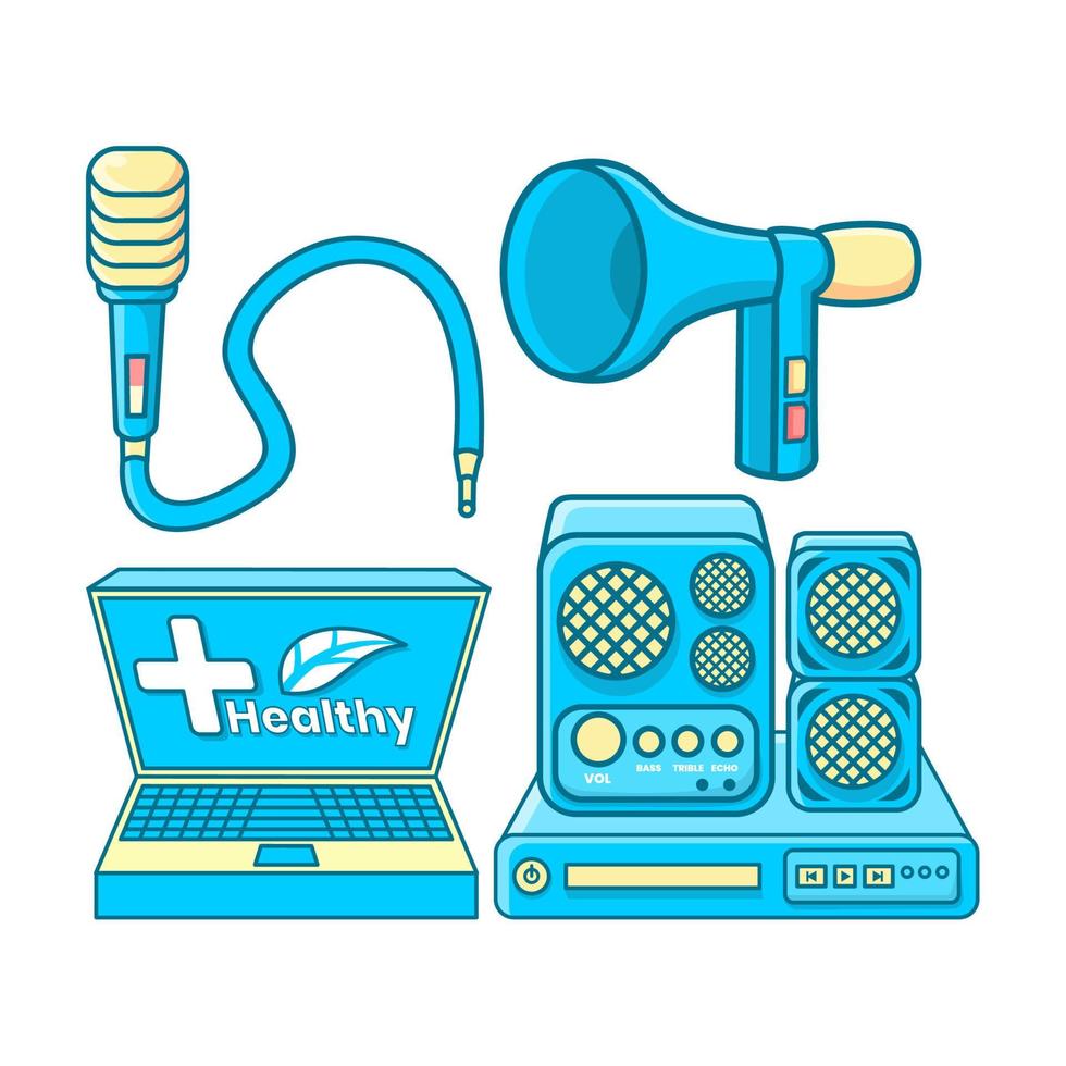 microphone, speaker and laptop element vector