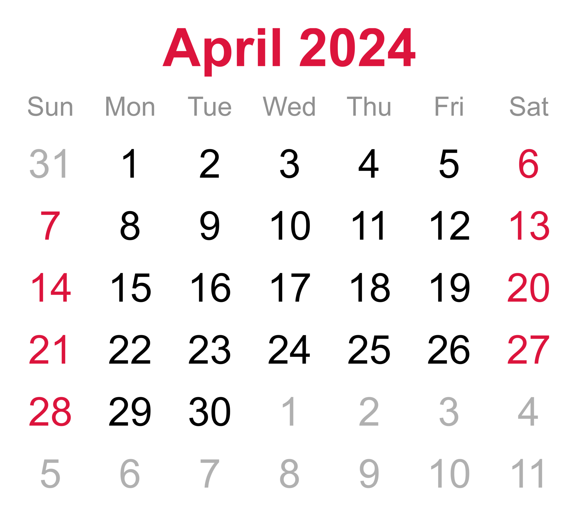 Calendrier Avril 2024 Chat PNG , 2024, Calendrier Mensuel