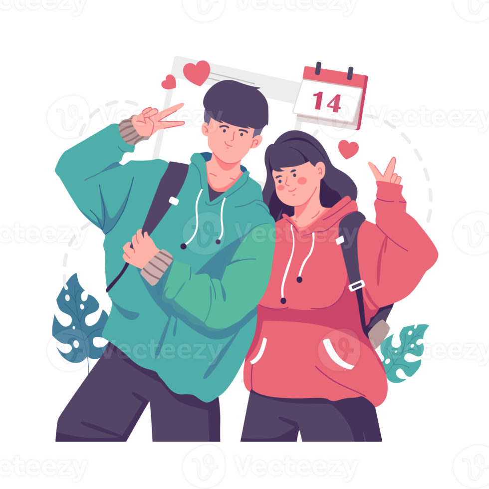 Young romantic man is taking photograph with his darling girlfriend on Valentine's Day. Happy young couple portrait. Happy Anniversary Concept. png