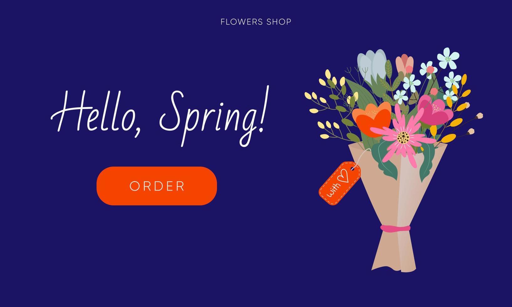 Flowers shop banner. Spring flowers. Vector illustration