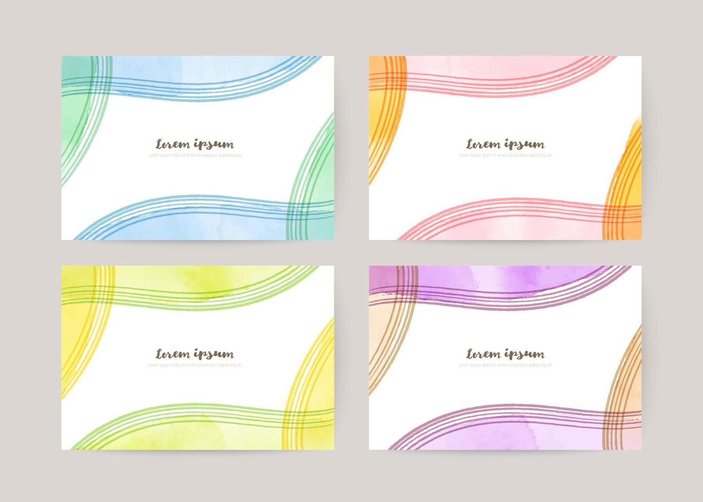 vector colorful watercolor abstract background set. card for greetings, invitation, wedding