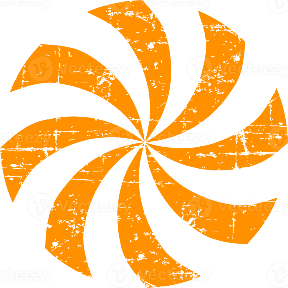 Round Retro Strip Orange Style With Grunge png