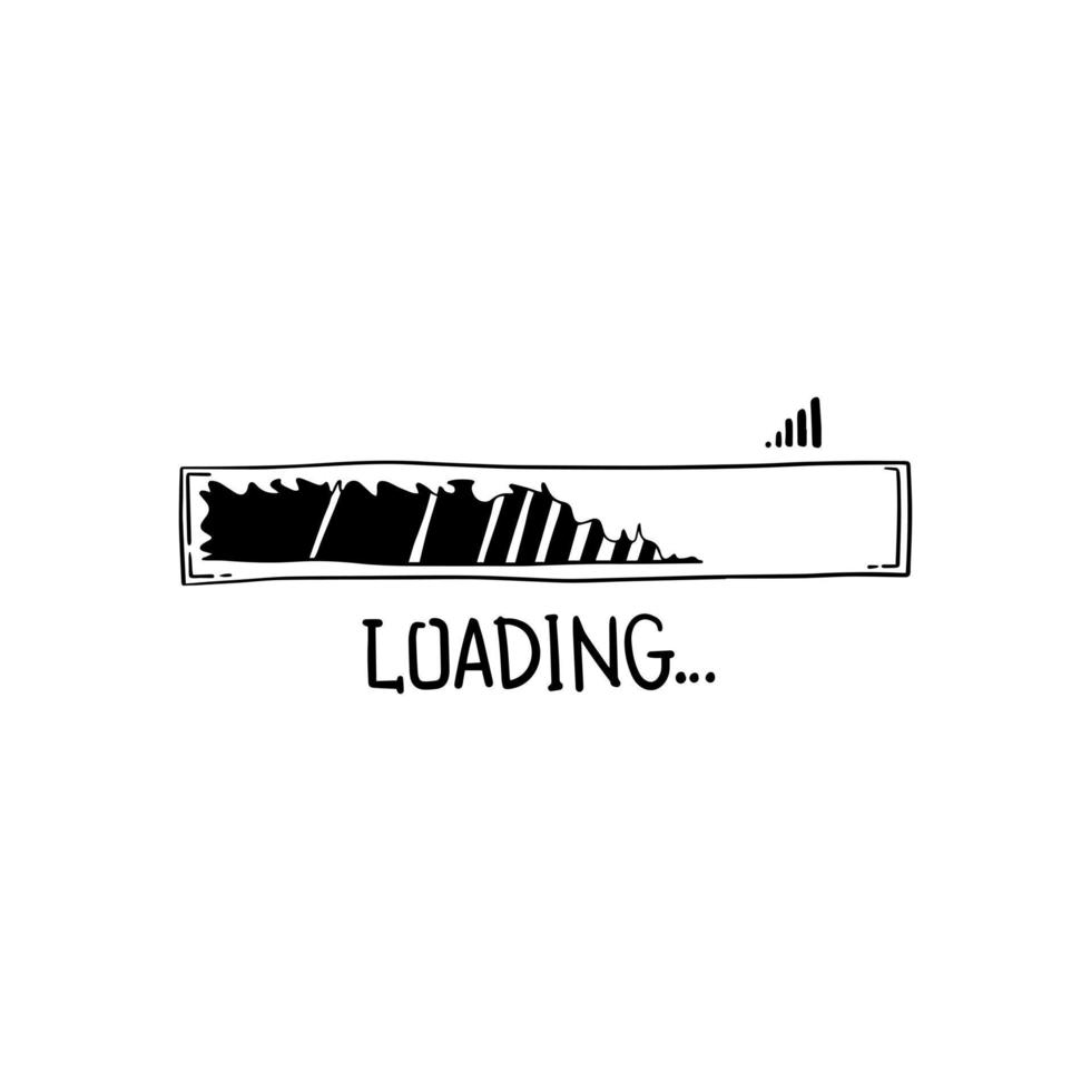 The loading bar is hand drawn. load doodle vector