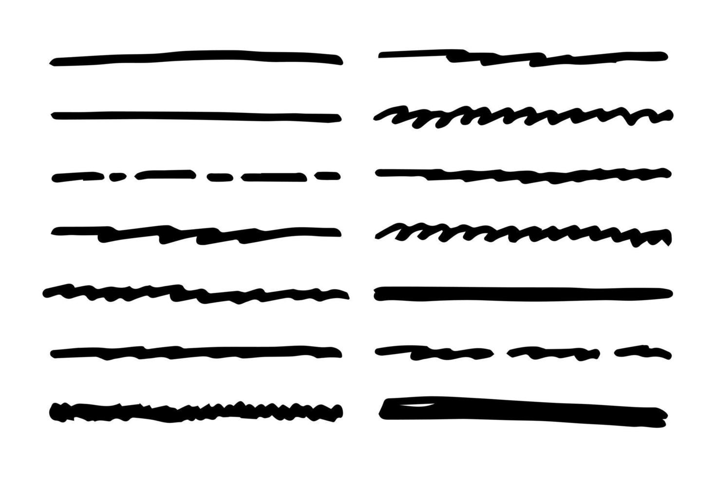 Vector set of hand drawn underline.