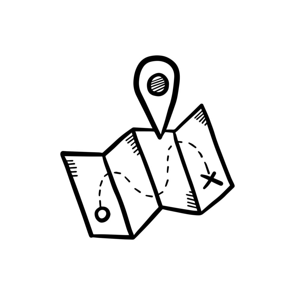 World map doodle. Thin continental silhouette minimal line. Vector illustration