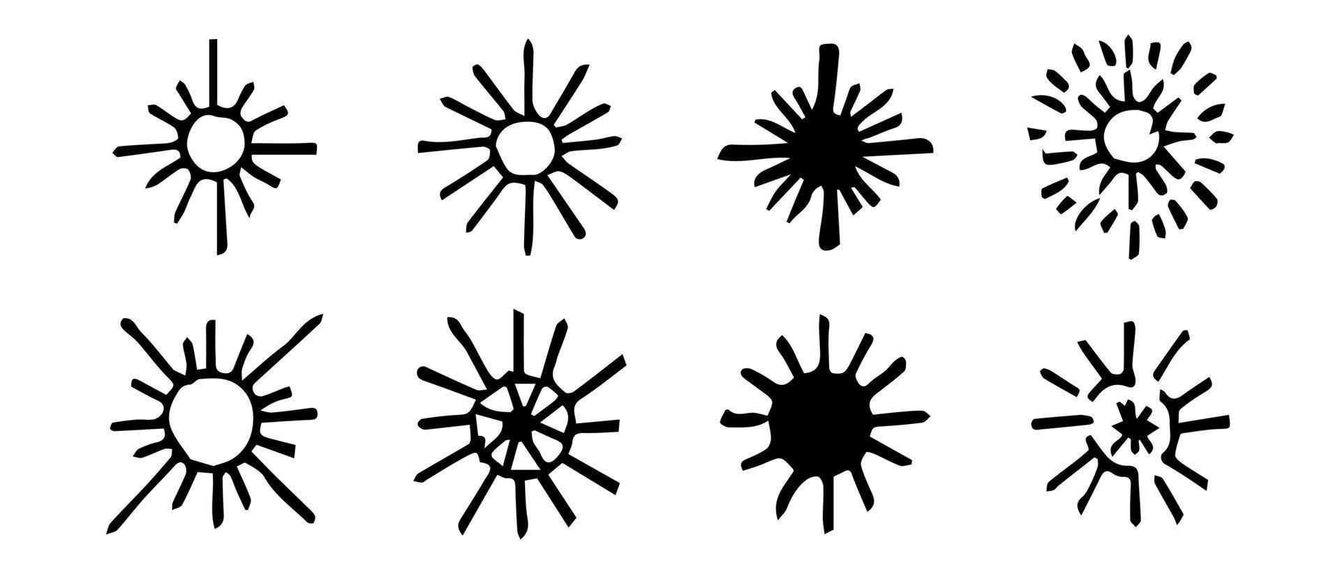 Starburst doodle set. Hand drawn star. vector