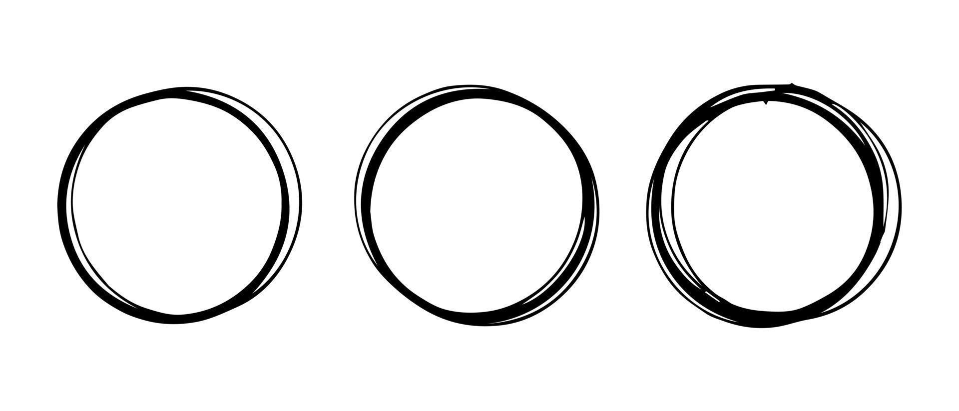 Super set of circles lines sketch hand drawn. Doodle circles for design elements vector