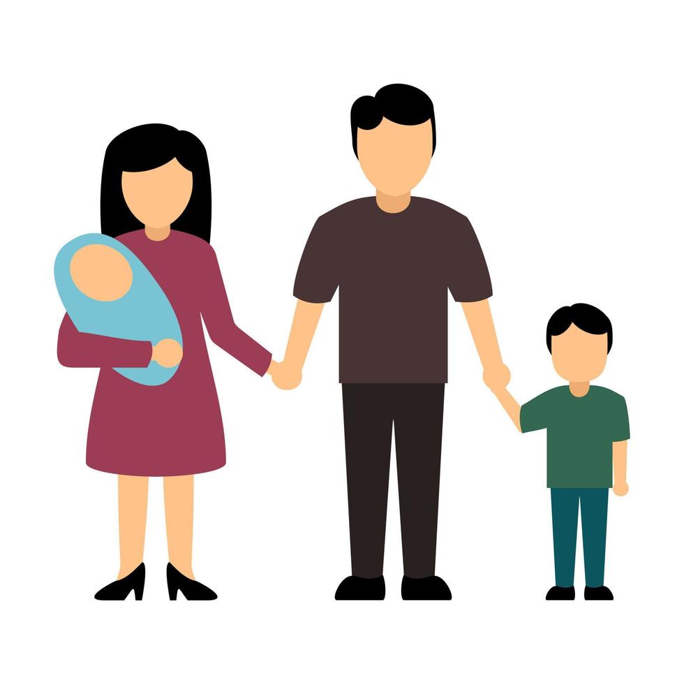 Vector illustration of a family with a child. Father, mother and son.