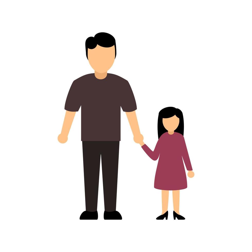 Father holding daughter flat graphic design element. Happy father's day. Vector illustration