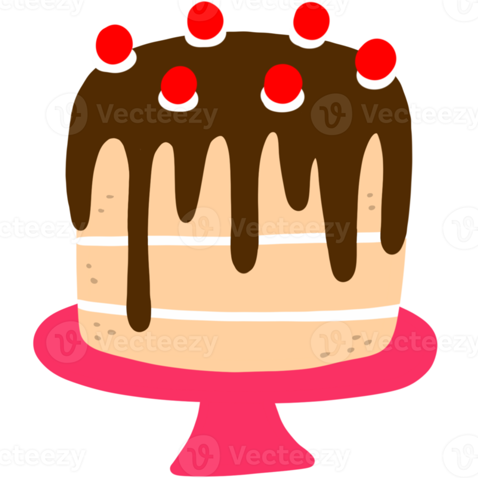 Cute cartoon festive cake with candles chocolate PNG - Similar PNG