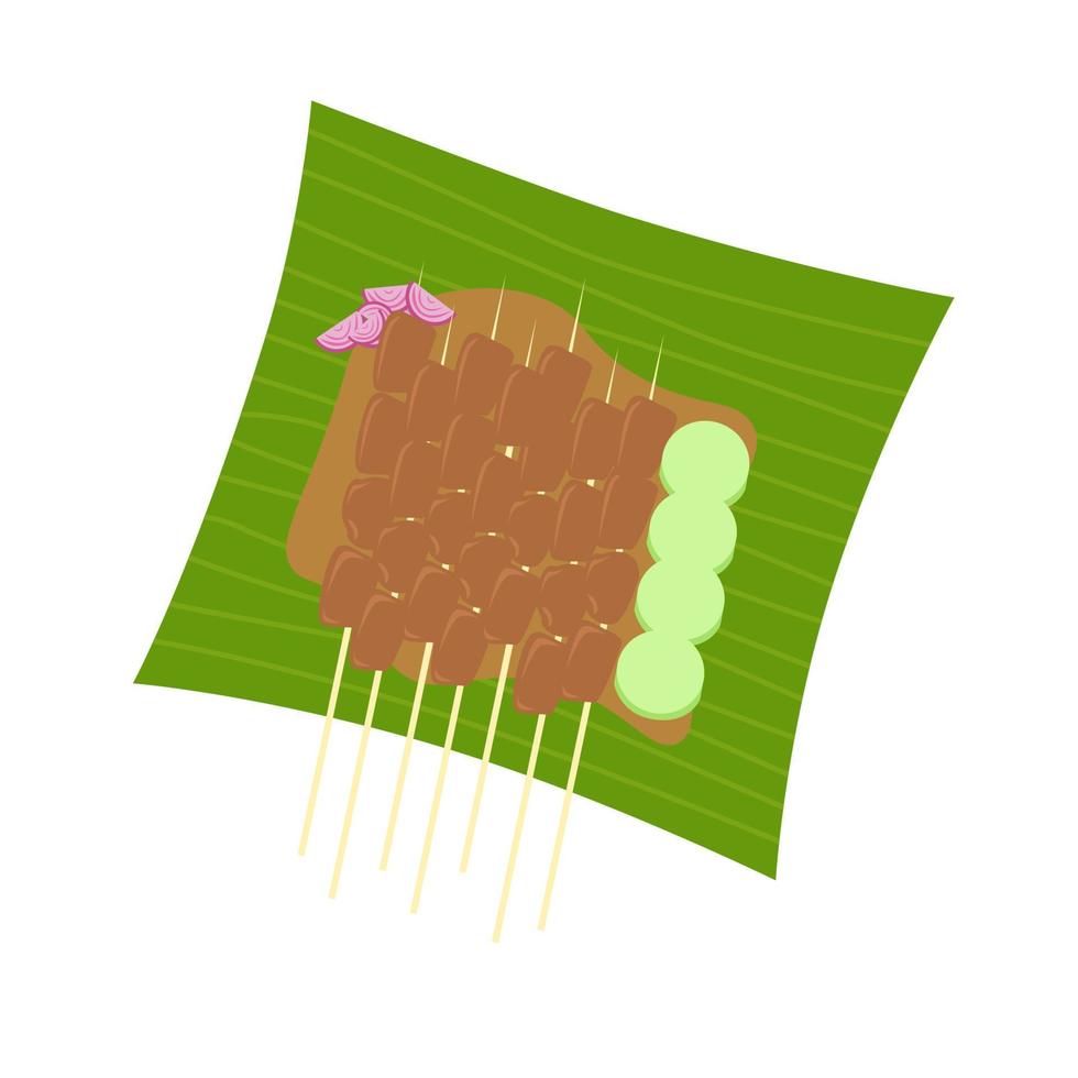 ilustración de sate kere, brocheta tradicional o satay de surakarta o solo, indonesia. sate kere está hecho de tofu haciendo residuos. adecuado para menú de comida indonesia e infografía. vector