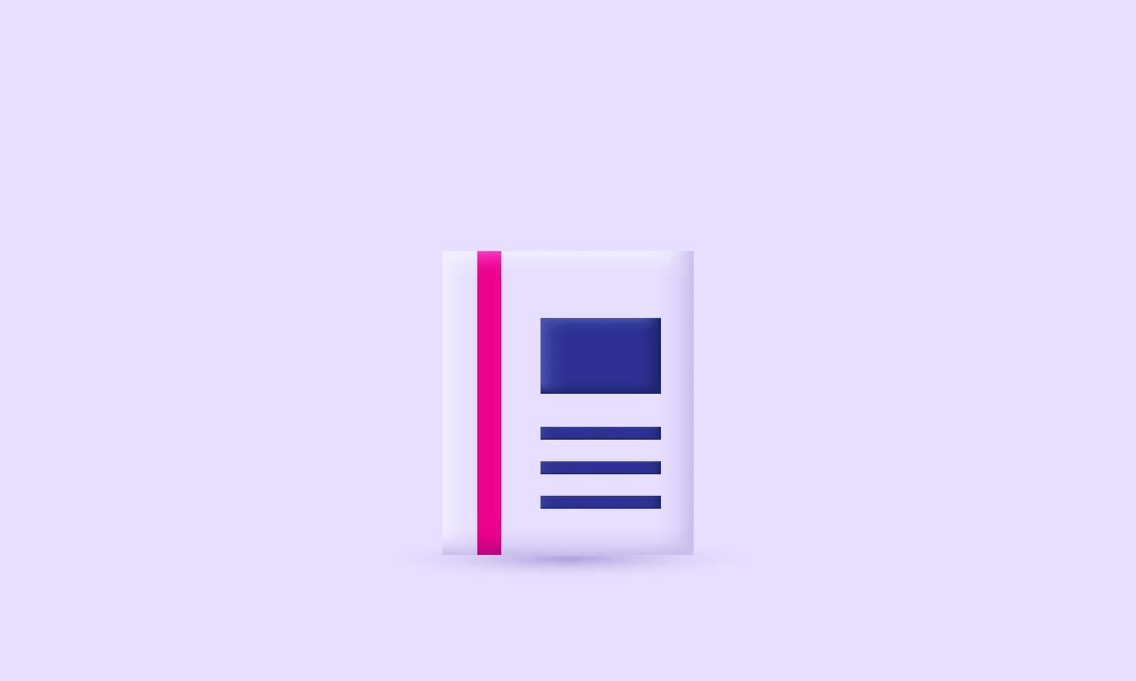 illustration vector icon book concept realistic 3d creative isolated on background
