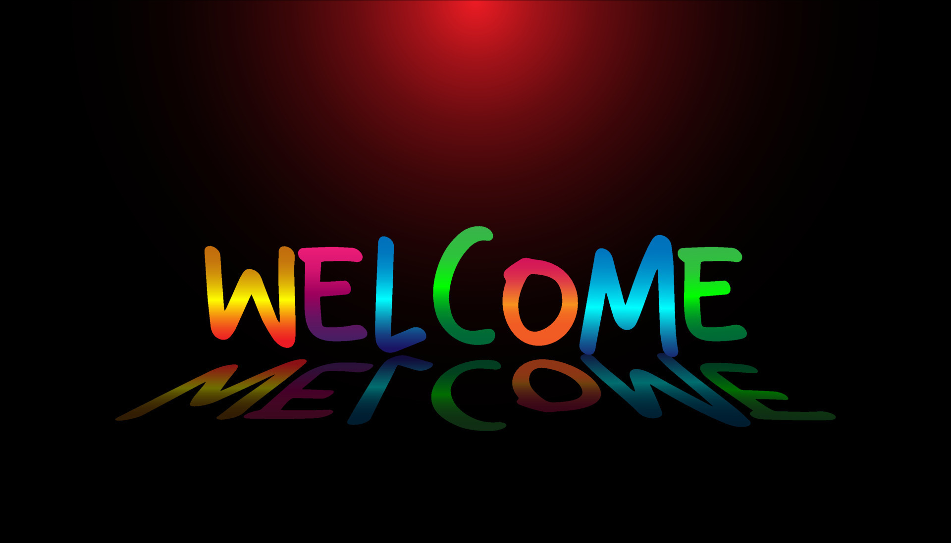 Colorful welcome sign over red black background. Modern trend design