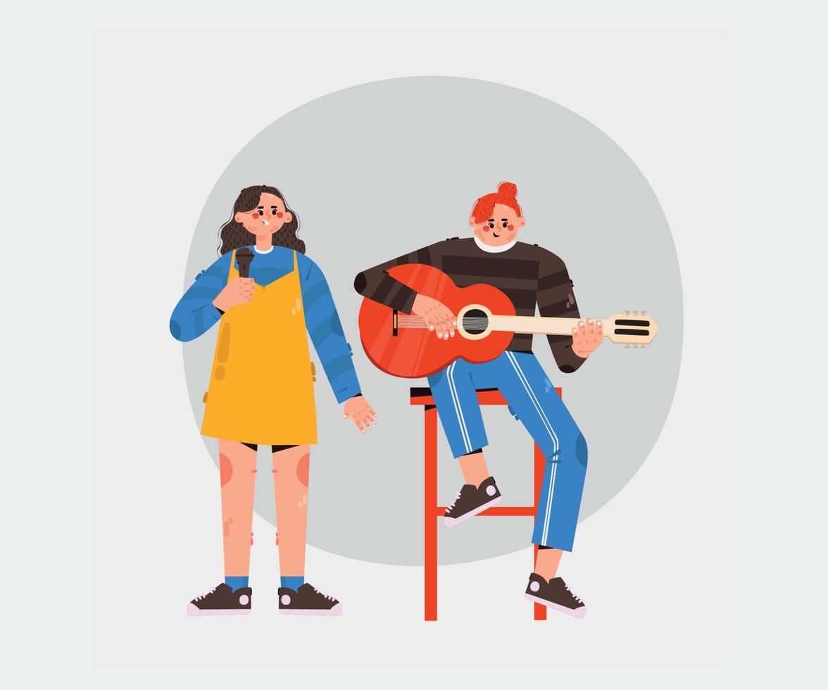 ilustración de músico de banda de chicas vector
