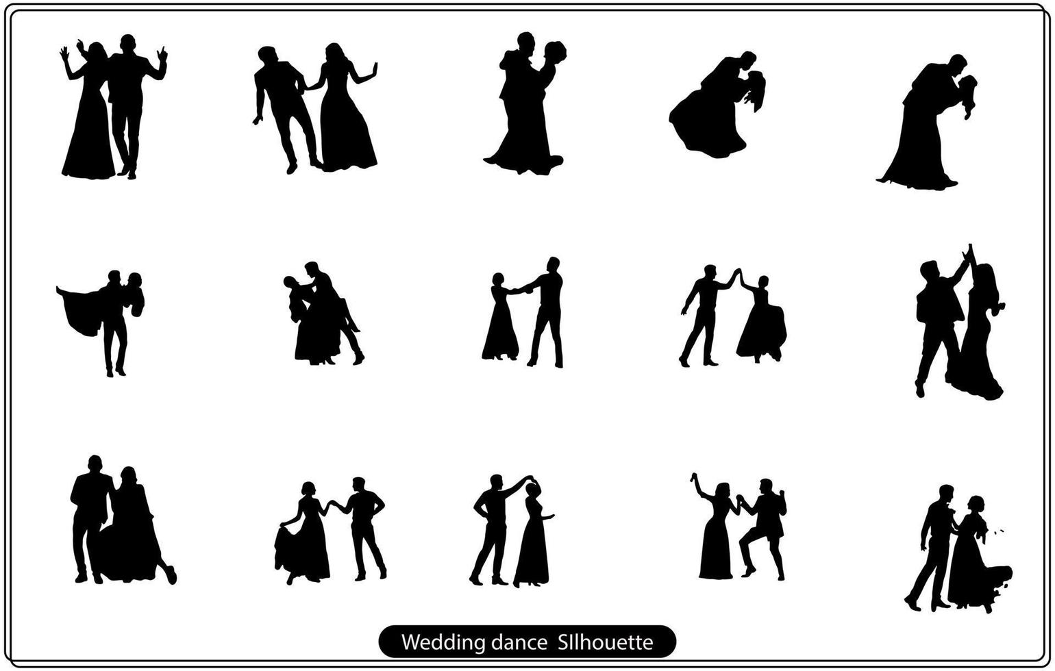 Beautiful Wedding dance silhouette Vector Bundle. free