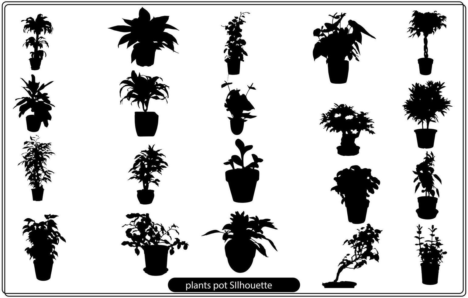 Beautiful plants pot silhouette Vector Bundle. free