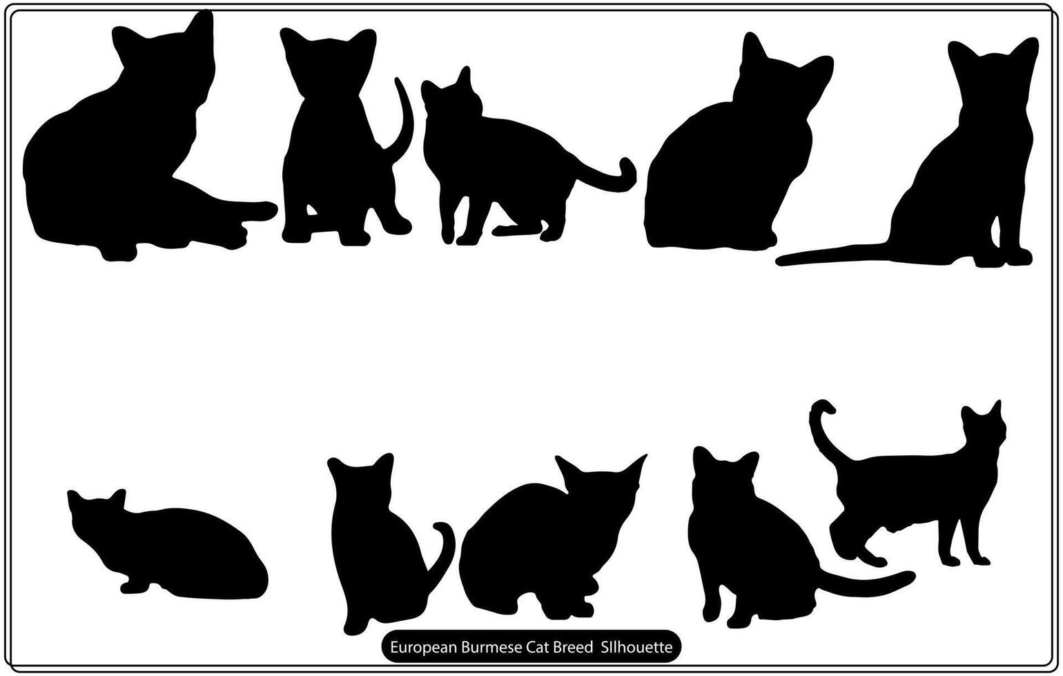 European Burmese Cat Breed silhouette free vector