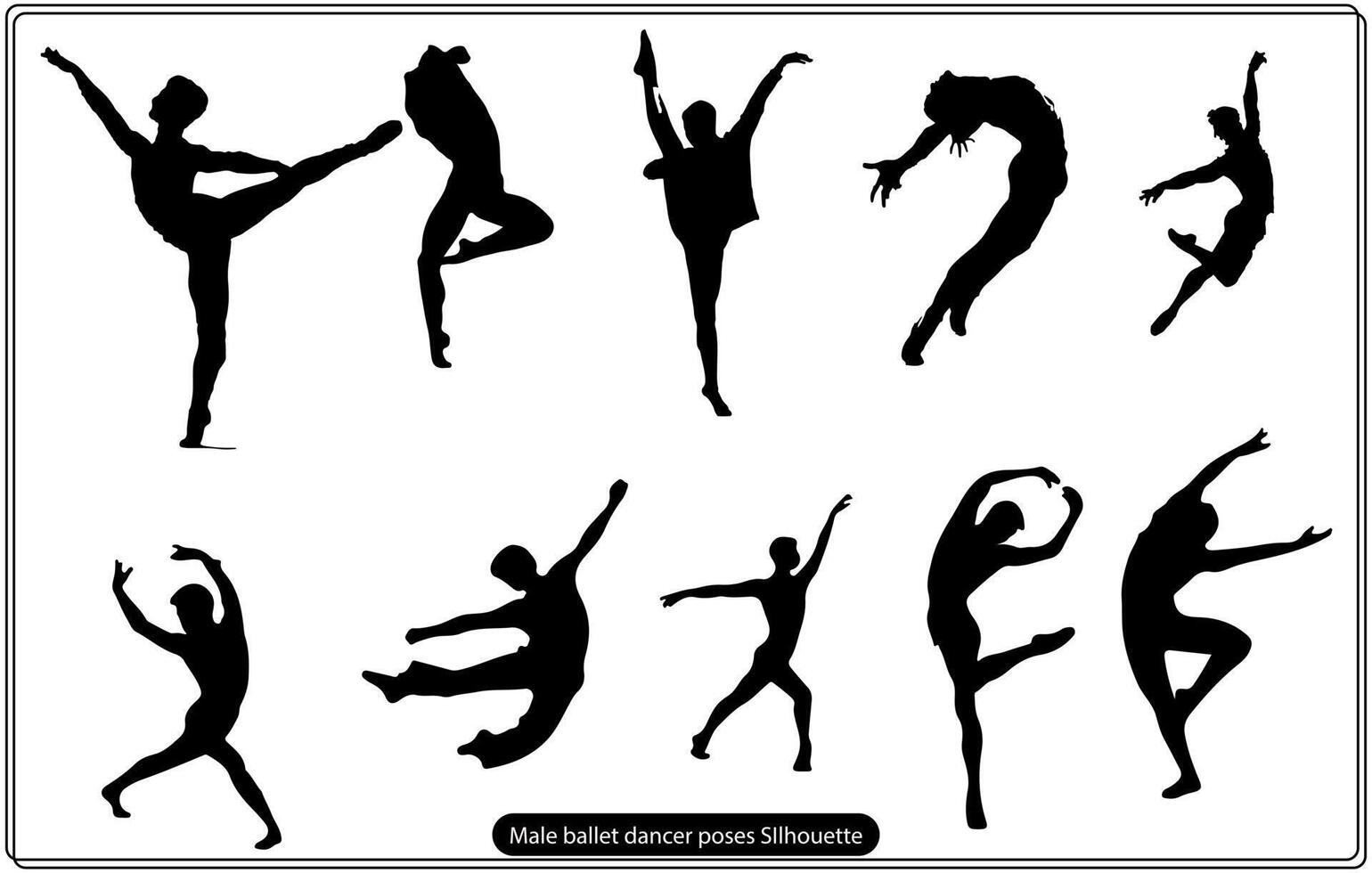 bailarín de ballet masculino plantea silueta vector