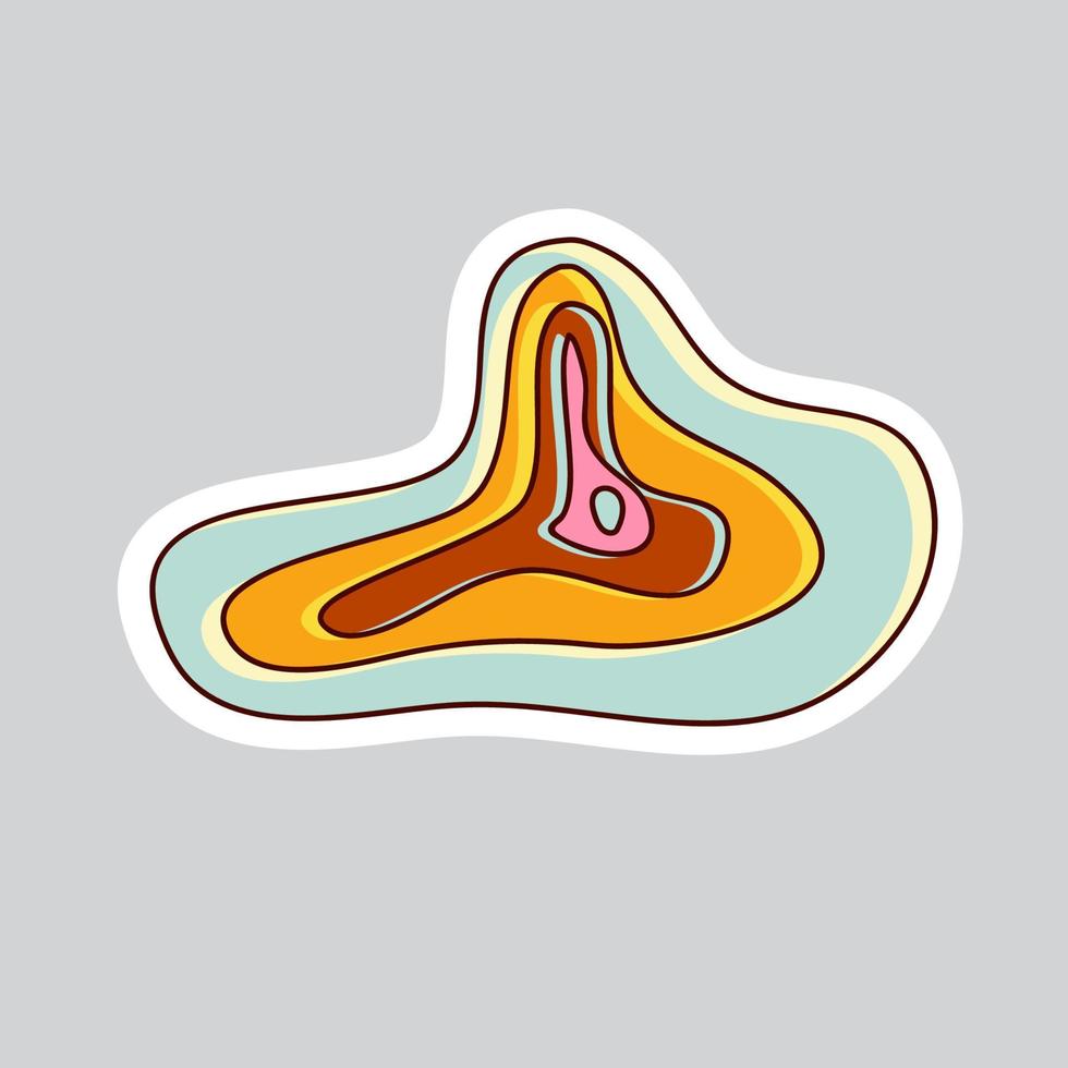 70s styles vector doodle sticker. Abstract psychedelic shape.