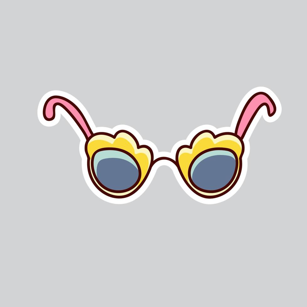 70s styles vector doodle sticker. Glamorous vintage sunglasses.