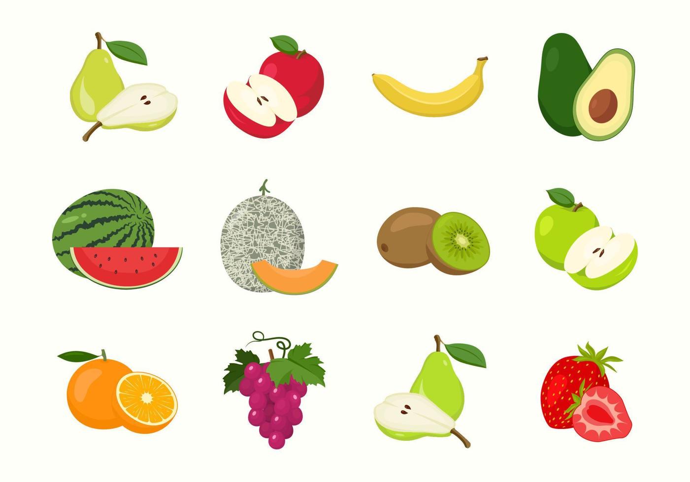 ilustración plana de la colección de frutas para uso digital o de impresión vector