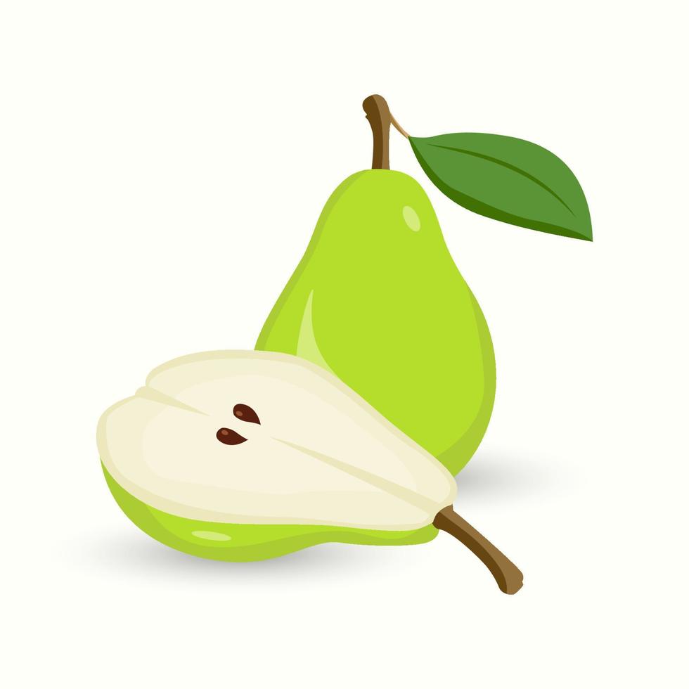 green pear flat illustration fresh fruit for digital or printing use vector