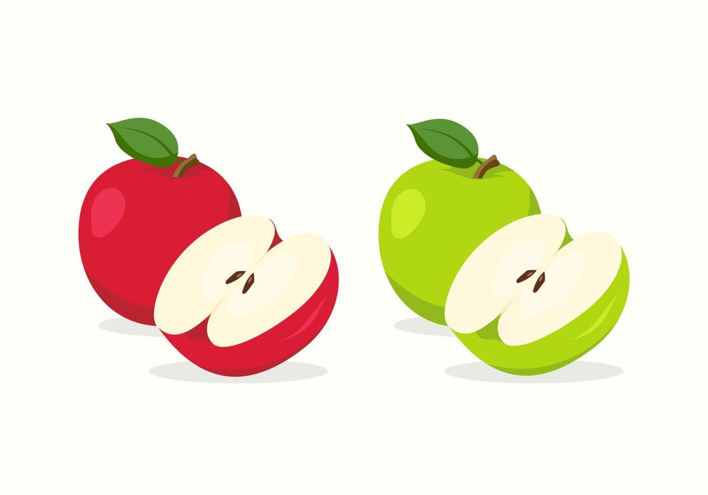 red and green apple flat illustration fresh fruit for digital or printing use vector
