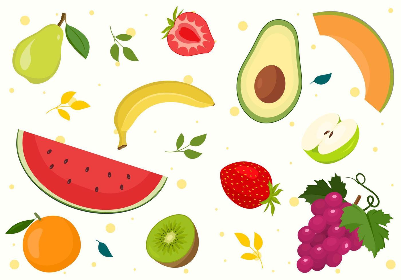 ilustración plana de la colección de frutas para uso digital o de impresión vector