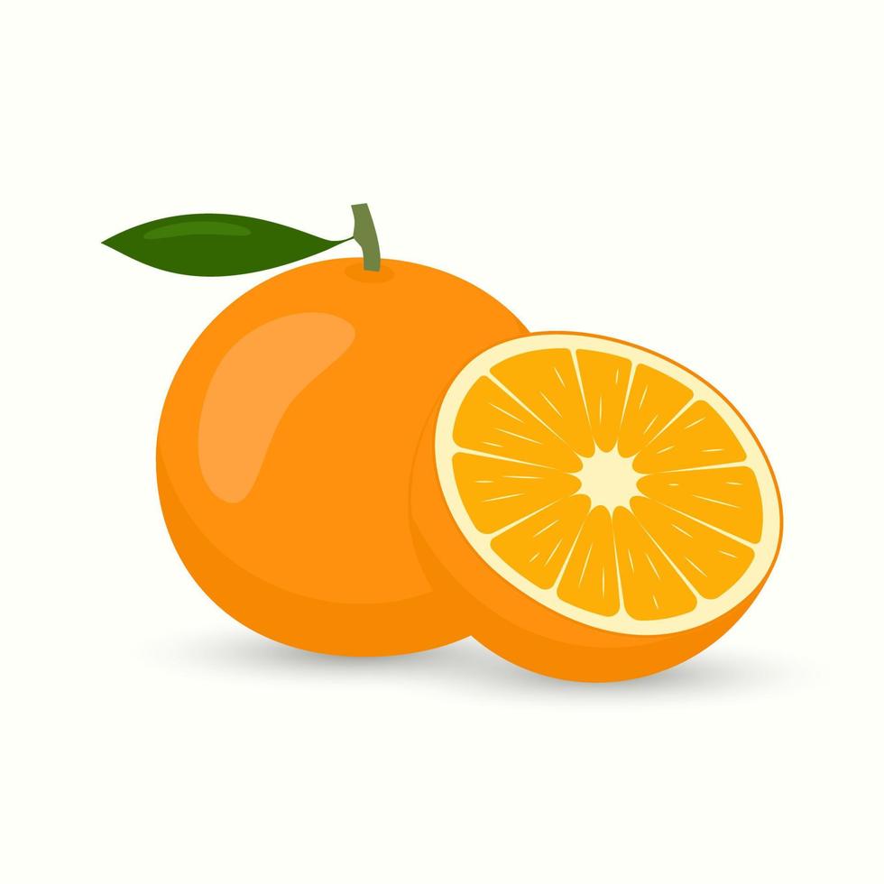 fruta fresca de ilustración plana naranja para uso digital o de impresión vector