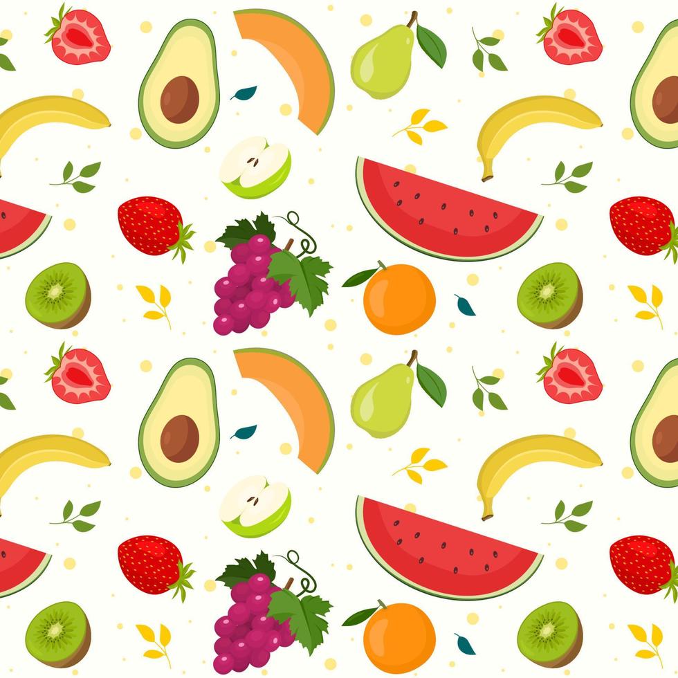 patrón de frutas de ilustración plana perfecta para uso digital o de impresión vector
