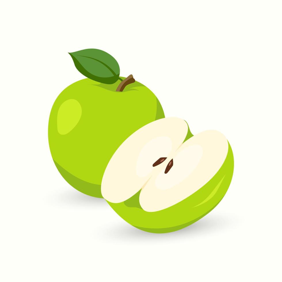 green apple flat illustration fresh fruit for digital or printing use vector